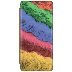 Чехол-книжка Разноцветный песок на Samsung Galaxy S9+Самсунг С9 Плюс золотой