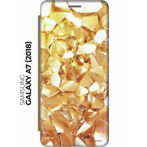 Чехол-книжка Янтарные камни на Samsung Galaxy A7 (2018) / Самсунг А7 2018 золотой