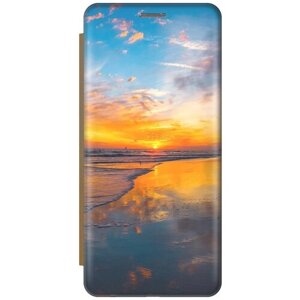 Чехол-книжка Закат на пляже на Samsung Galaxy Note 10 / Самсунг Ноут 10 золотой