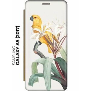 Чехол-книжка Желтый попугай на Samsung Galaxy A5 (2017) / Самсунг А5 2017 золотой