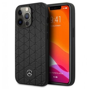 Чехол Mercedes Genuine leather Quilted stars Hard для iPhone 13 Pro, цвет Черный (MEHCP13LSPSBK)