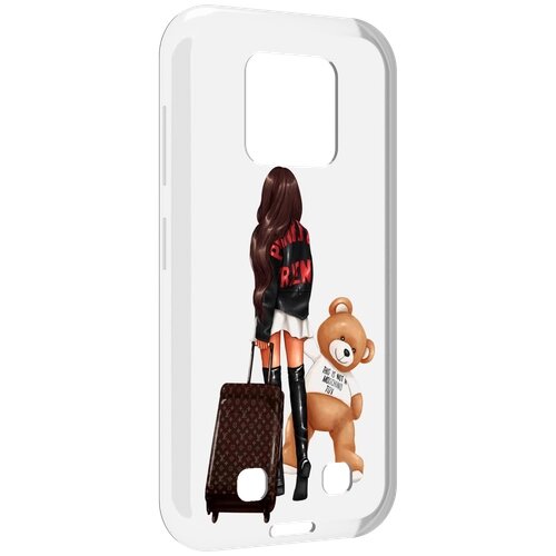 Чехол MyPads девушка-с-модным-чемоданом женский для Oukitel WP18 задняя-панель-накладка-бампер
