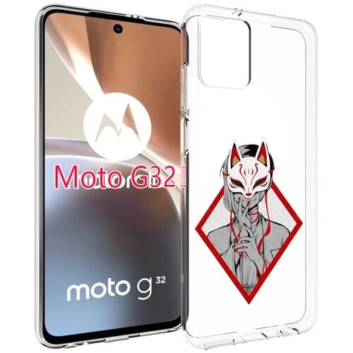 Чехол MyPads девушка в маске япония для Motorola Moto G32 задняя-панель-накладка-бампер
