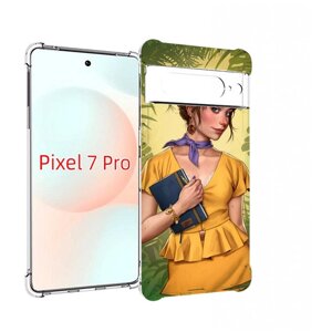 Чехол MyPads девушка-в-зелени женский для Google Pixel 7 Pro задняя-панель-накладка-бампер