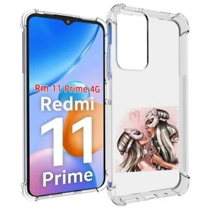 Чехол MyPads девушки-поцелуй женский для Xiaomi Redmi 11 Prime 4G задняя-панель-накладка-бампер