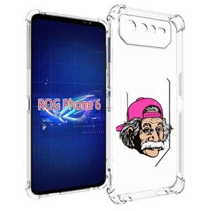 Чехол MyPads энштейн в кепке для Asus ROG Phone 6 задняя-панель-накладка-бампер