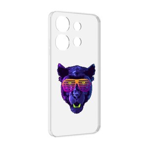 Чехол MyPads фиолетовая пума в очках для Tecno Spark Go 2023 (BF7) / Tecno Smart 7 задняя-панель-накладка-бампер
