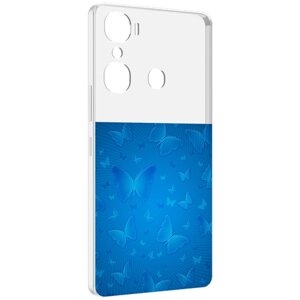 Чехол MyPads голубые-бабочки для Infinix Hot 12 Pro задняя-панель-накладка-бампер