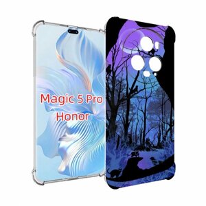 Чехол MyPads лес внутри кота для Honor Magic 5 Pro задняя-панель-накладка-бампер