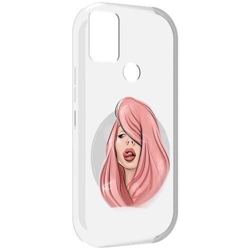 Чехол MyPads лицо-девушки-с-розовыми-волосами женский для UMIDIGI A9 задняя-панель-накладка-бампер