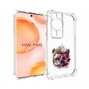 Чехол MyPads Лиса в цветах-2 для Huawei P60 задняя-панель-накладка-бампер