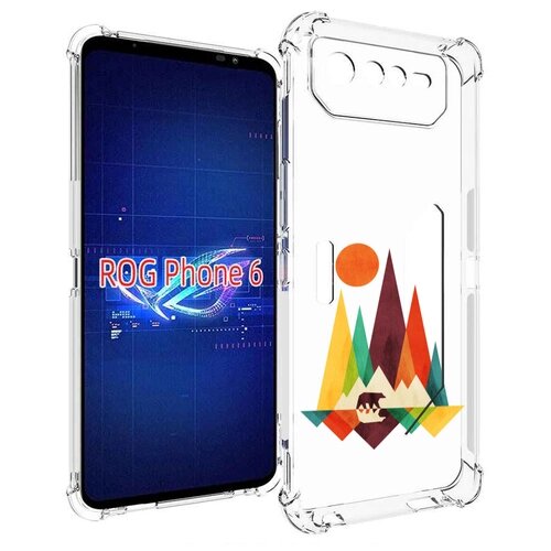 Чехол MyPads нарисованные горы с медведем для Asus ROG Phone 6 задняя-панель-накладка-бампер