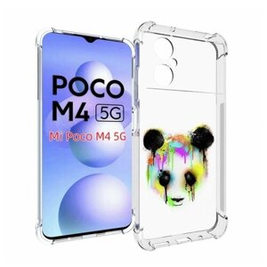 Чехол MyPads Радужная панда для Xiaomi Poco M4 5G задняя-панель-накладка-бампер