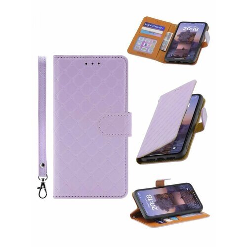 Чехол на Самсунг а12 , м12 Kruche Flip Royal view фиолетовый, книжка с карманом для карт, противоударный, с магнитом для Samsung A12, с ремешком