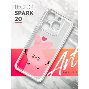 Чехол на Tecno Spark 20 (Техно Спарк 20), прозрачный силиконовый с защитой (бортиком) вокруг камер, Brozo (принт) Лайк