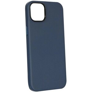 Чехол с MagSafe для iPhone 15 Кожаный (Leather Co)-Темно Синий