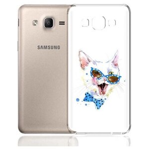 Чехол задняя-панель-накладка-бампер MyPads белый кот для Samsung Galaxy A7 (2015) SM-A700F противоударный