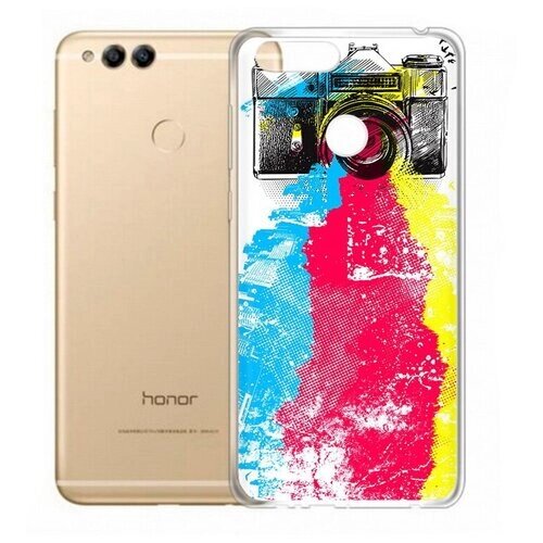 Чехол задняя-панель-накладка-бампер MyPads цветной фотоаппарат для Huawei Honor 7X противоударный