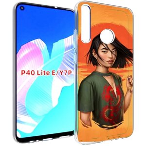 Чехол задняя-панель-накладка-бампер MyPads девушка-в-оранжевом-фоне женский для Huawei P40 Lite E/Huawei Y7p/Honor Play 3/Enjoy 10 противоударный
