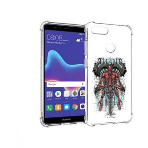 Чехол задняя-панель-накладка-бампер MyPads дьявол для Huawei Y9 (2018)/Huawei Enjoy 8 Plus противоударный
