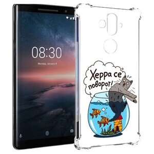 Чехол задняя-панель-накладка-бампер MyPads Рыбы с котом для Nokia 8 Sirocco противоударный