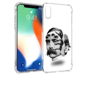 Чехол задняя-панель-накладка-бампер MyPads страшное лицо мужчины для iPhone X/XS/10 противоударный