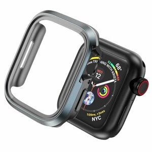 Чехол + защитное стекло для часов WiWU Defender Watch JD-104 для Apple Watch 4/5/6/SE 44mm - Черный+Серый