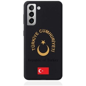 Черный силиконовый чехол для Samsung Galaxy S21 Золотой Герб Турции