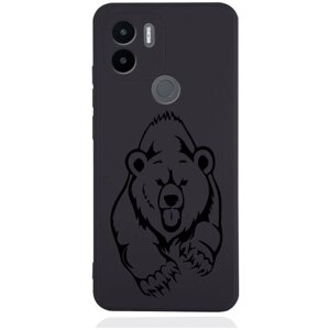 Черный силиконовый чехол для Xiaomi Redmi A1+ Медведь