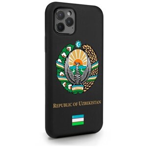 Черный силиконовый чехол SignumCase для iPhone 11 Pro Герб Узбекистана для Айфон 11 Про