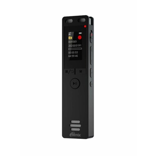 Диктофон RITMIX RR-155 16Gb Black 16Гб дисплей, FM-радио WAV MP3 стереозапись USB - Type-C черный