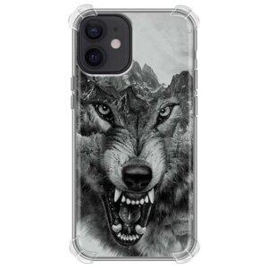 Дизайнерский силиконовый с усиленными углами чехол для Айфон 12 мини / Iphone 12 Mini Волк
