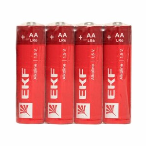 EKF PROxima Алкалиновая батарейка типа АА (LR6) шринк 4шт. LR6-SR4 (80 упак.)