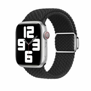 Эластичный тканевый ремешок с магнитной застёжкой для Apple Watch 1-5 6 7 8 9 серии и SE (38, 40, 41 мм), чёрный