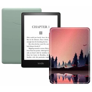 Электронная книга Amazon Kindle PaperWhite 2021 16Gb Ad-Supported Agave Green с обложкой ReaderONE PaperWhite 2021 Forest