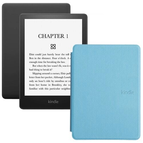 Электронная книга Amazon Kindle PaperWhite 2021 16Gb black Ad-Supported с обложкой ReaderONE PaperWhite 2021 Light Blue