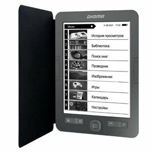 Электронная книга Digma M1G 6" E-ink HD/758x1024/600MHz/128Mb/4Gb/SD/microSDHC dark-grey