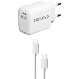Exployd Сетевое зарядное устройство Exployd EX-Z-1335, USB-C, 3 А, 20 Вт, кабель Type-C, PD, белое