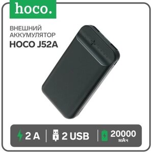 Hoco Внешний аккумулятор Hoco J52A, Li-Pol, 20000 мАч, microUSB - 2 А, 2 USB - 2 А, черный