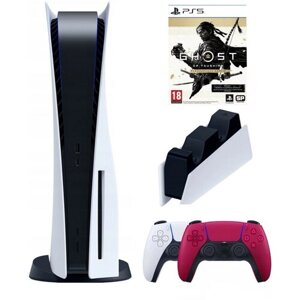 Игровая приставка Sony PlayStation 5 (3-ревизия)+2-й геймпад (красный)+зарядное+Призрак Цусимы, 825 ГБ