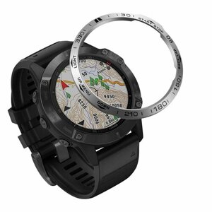 Кольцо безель из нержавеющей стали (стиль B) для Garmin Fenix 6/6 Pro/ 6 Sapphire - серебристое с черным