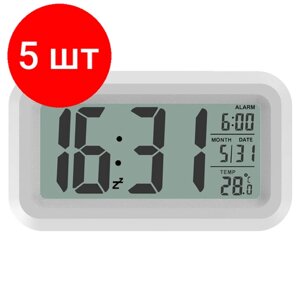 Комплект 5 штук, Часы-будильник Ritmix CAT-100 White