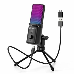 Конденсаторный RGB USB-микрофон FDUCE M160, Игровой микрофон для стриминга, подкастов, записи, для Twitch