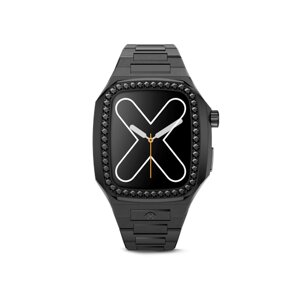 Корпус для часов Golden Concept для Apple Watch 45 мм, нержавеющая сталь / кристаллы swarovski, черный