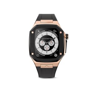 Корпус для часов Golden Concept для Apple Watch 45 мм, нержавеющая сталь / резина, розово-золотистый / черный