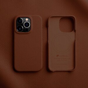 Кожаный чехол накладка с Magsafe Melkco Origin Regal Snap Pro Cover для iPhone 15 Pro Max, коричневый
