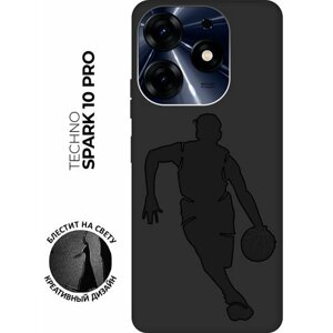 Матовый чехол Basketball для Tecno Spark 10 Pro / Техно Спарк 10 Про с 3D эффектом черный