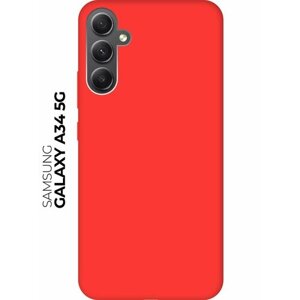 Матовый чехол на Samsung Galaxy A34 5G / Самсунг А34 Soft Touch красный