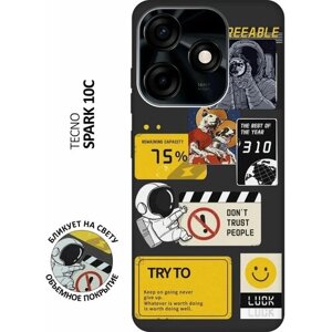 Матовый чехол Space Stickers для Tecno Spark 10C / Техно Спарк 10С с 3D эффектом черный
