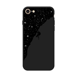 Матовый силиконовый чехол на Apple iPhone SE 2022 / Айфон SE 2022 Скалолаз в космосе, черный